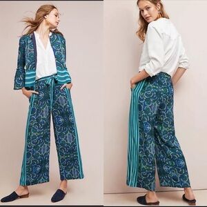Anthropologie Bl^nk London Perdita Printed Wide Leg Ankle Pant Medium